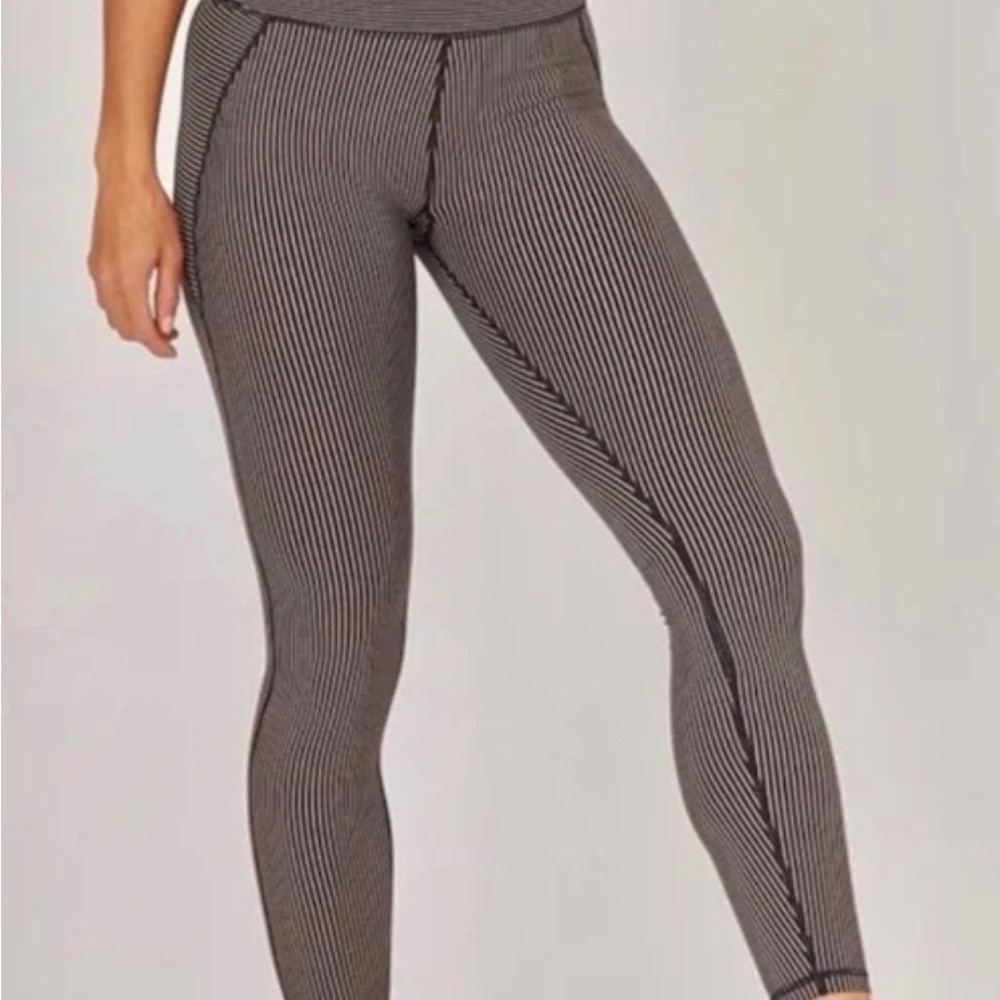 Glyder Black and Adobe Pink Striped Leggings
